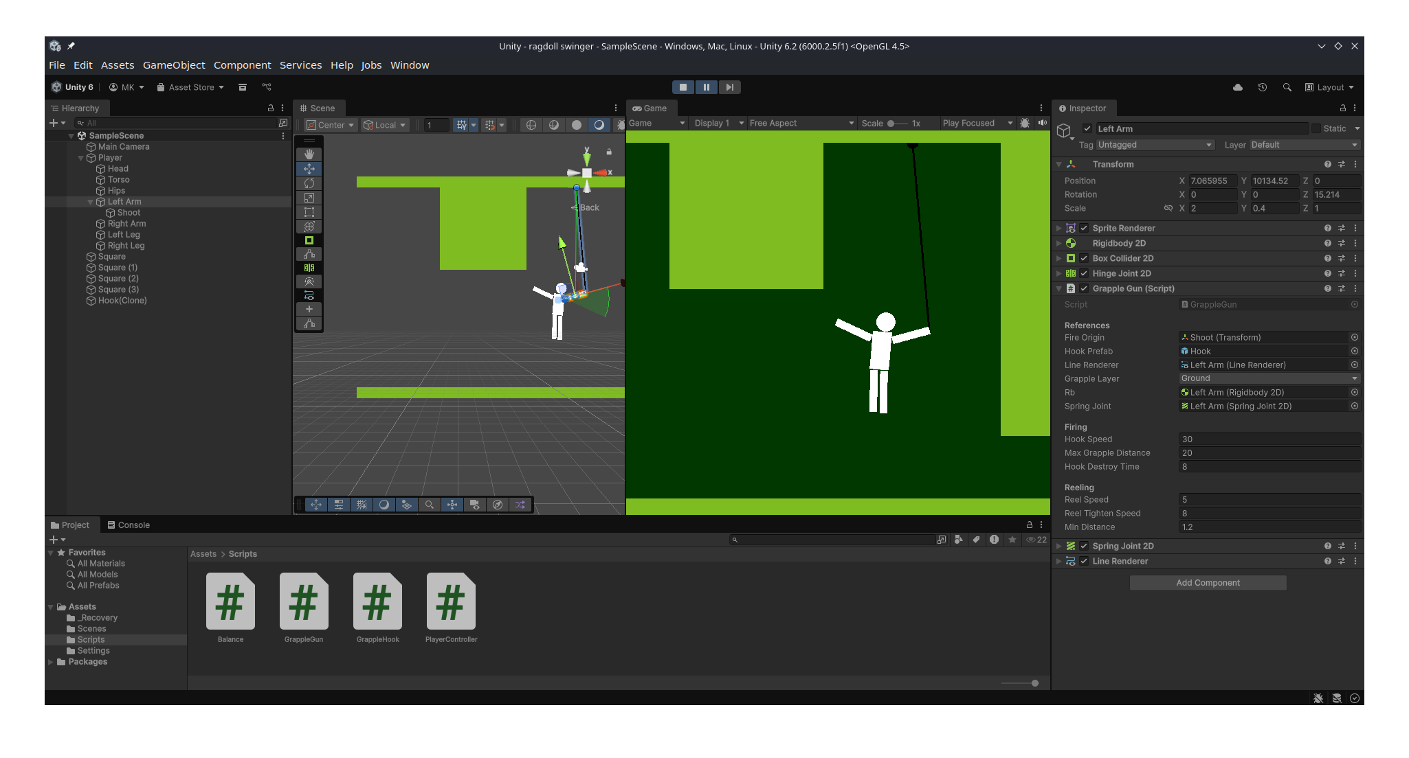 Hook mechanic prototype screenshot